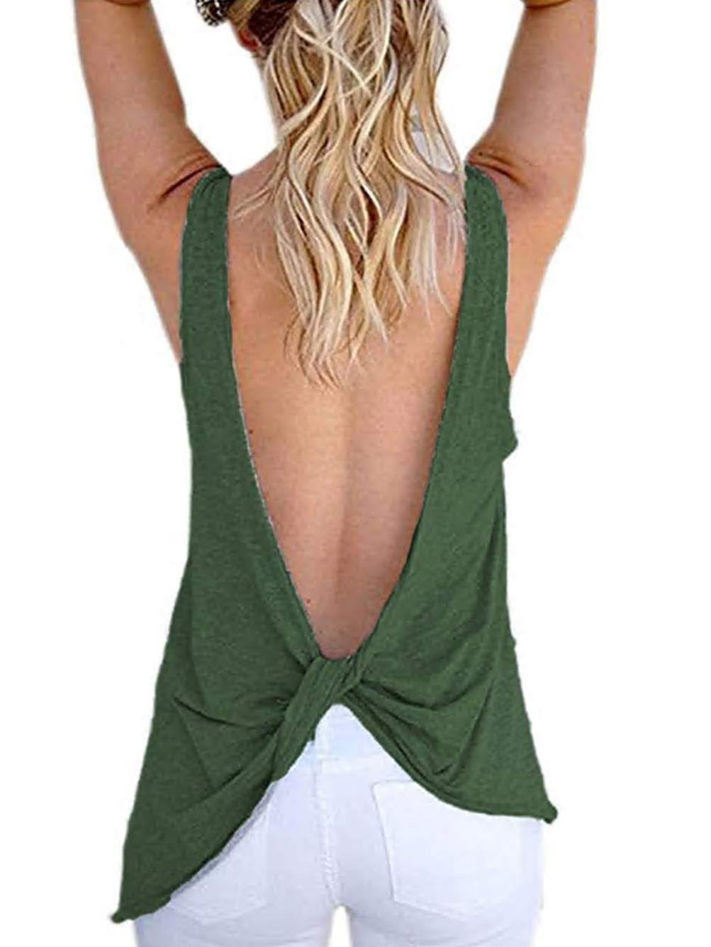 Amazon.com: Famulily Women's Sexy Sleeveless Open Back Shirt